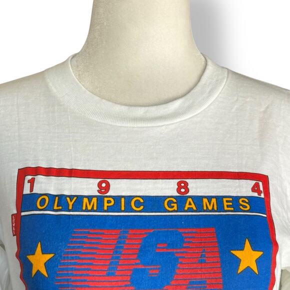 Deadstock 1984 Levi’s USA Olympics Tee Small Los Angeles Red White Blue Striped - Picture 3 of 11